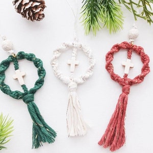 Car mirror cross, Cross car charm, Christian rearview mirror hanging, Car cross, Car gifts, Macrame car cross, Car cross hanging, Car decor