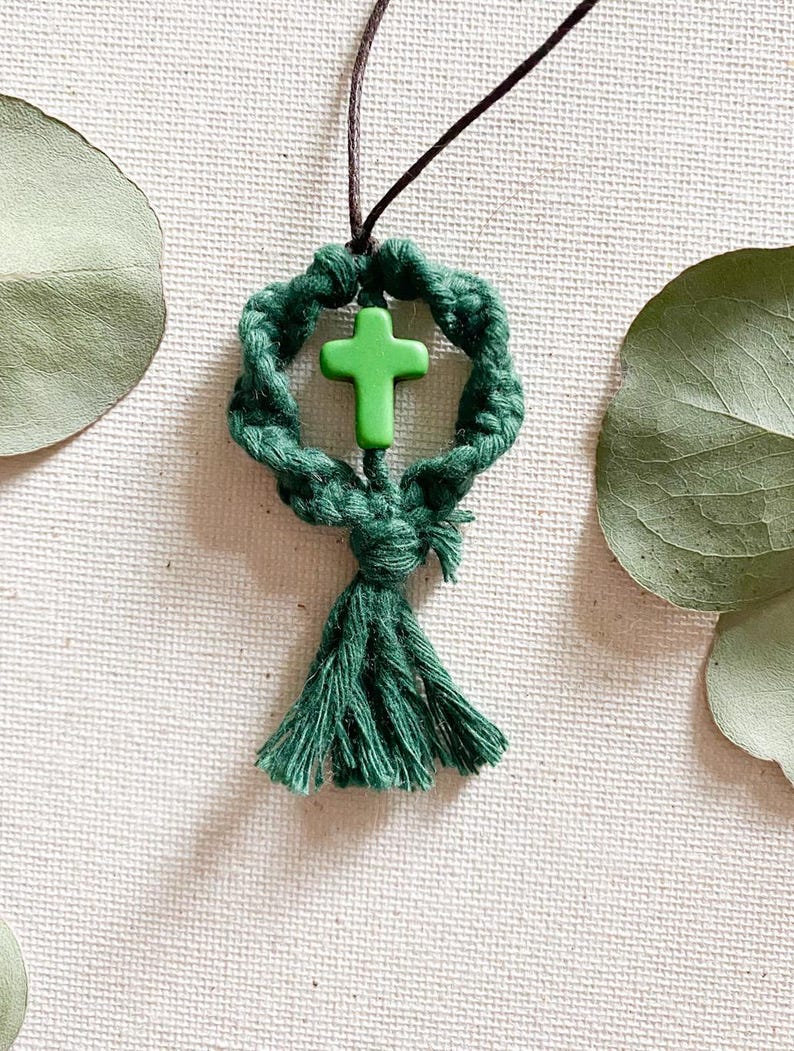 Macrame Cross Necklace, Cross Charm, Christian Pendent, Birthday Gift ...
