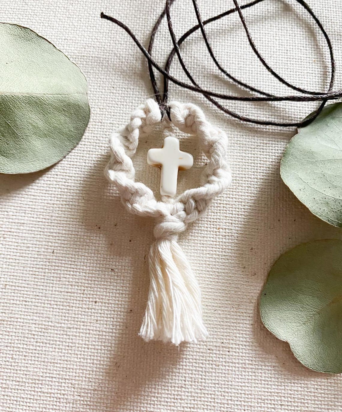 Macrame Cross Necklace, Cross Charm, Christian Pendent, Birthday Gift ...