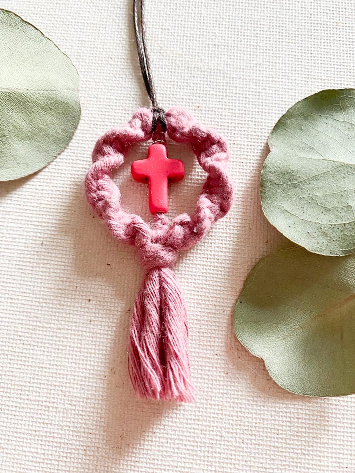 Macrame Cross Necklace, Cross Charm, Christian Pendent, Birthday Gift ...