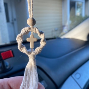 Car mirror cross, Cross car charm, Christian rearview mirror hanging, Mini car cross, Mom Car gifts, Macrame car cross, Back to school charm
