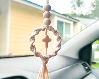 2 Rosari Cattolici Per Specchietto Auto - Croce Decorazione Interna, Benedizione - Foto 2