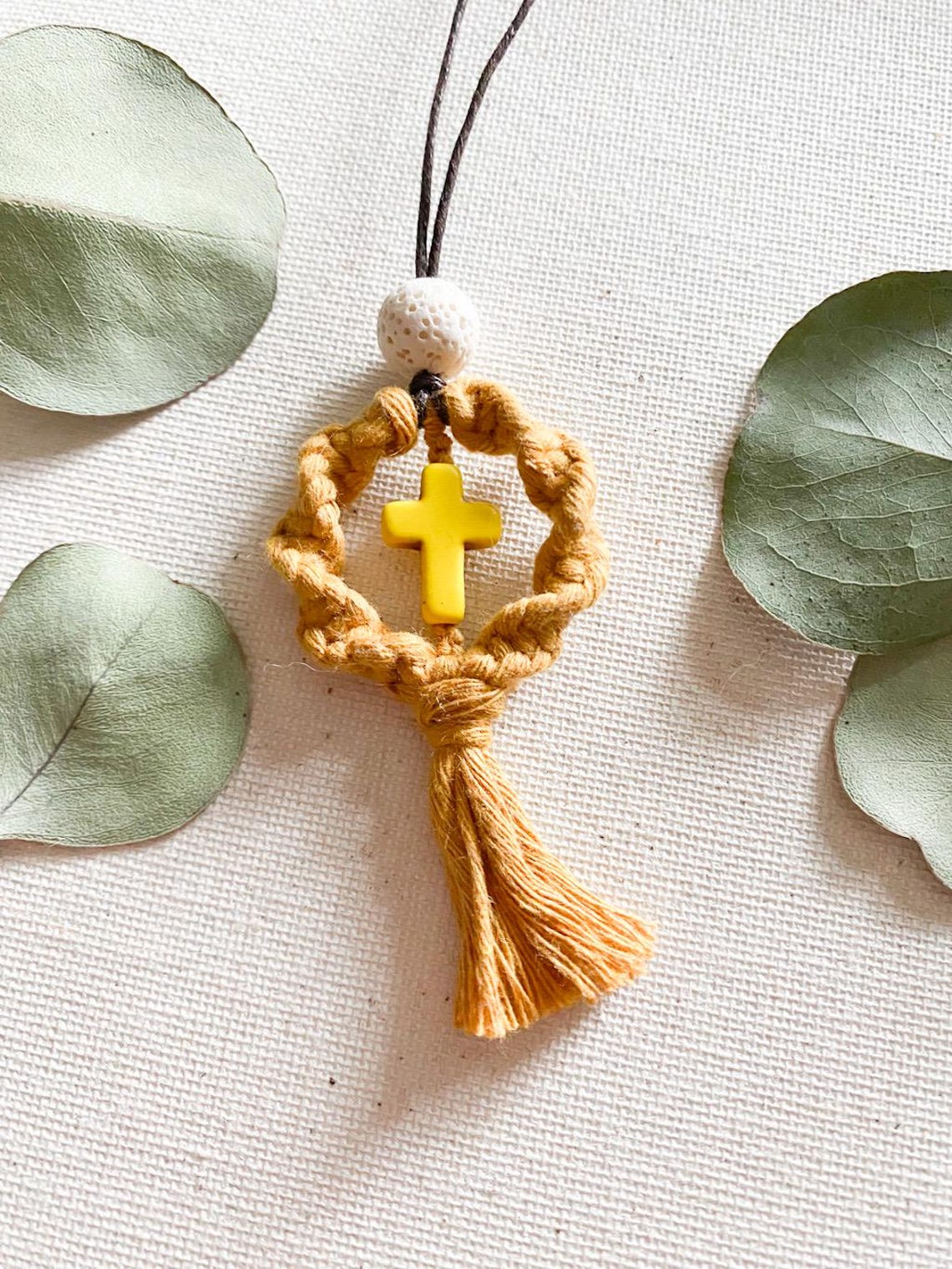 Macrame Cross Necklace, Cross Charm, Christian Pendent, Birthday Gift ...