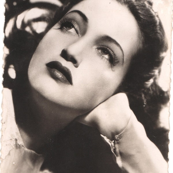 Original 1940s Period Postcard Black & White Photograph of American Singer and Film Star Dorothy Lamour