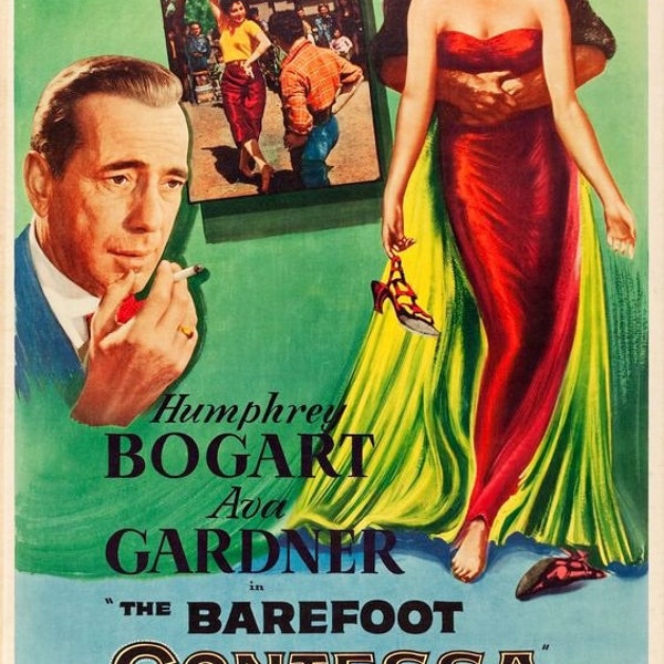 Reproduced A4 Size Cinema Poster Of The 1954 Film, "The Barefoot Contessa" . Starring Ava Gardner & Humphrey Bogart