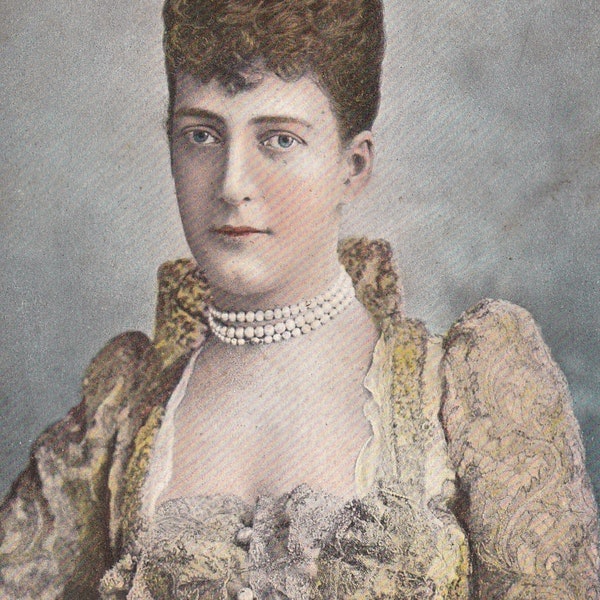 Original British Royalty Photograph Postcard Circa 1902 of HM Queen Alexandra. Wife of King Edward VII.