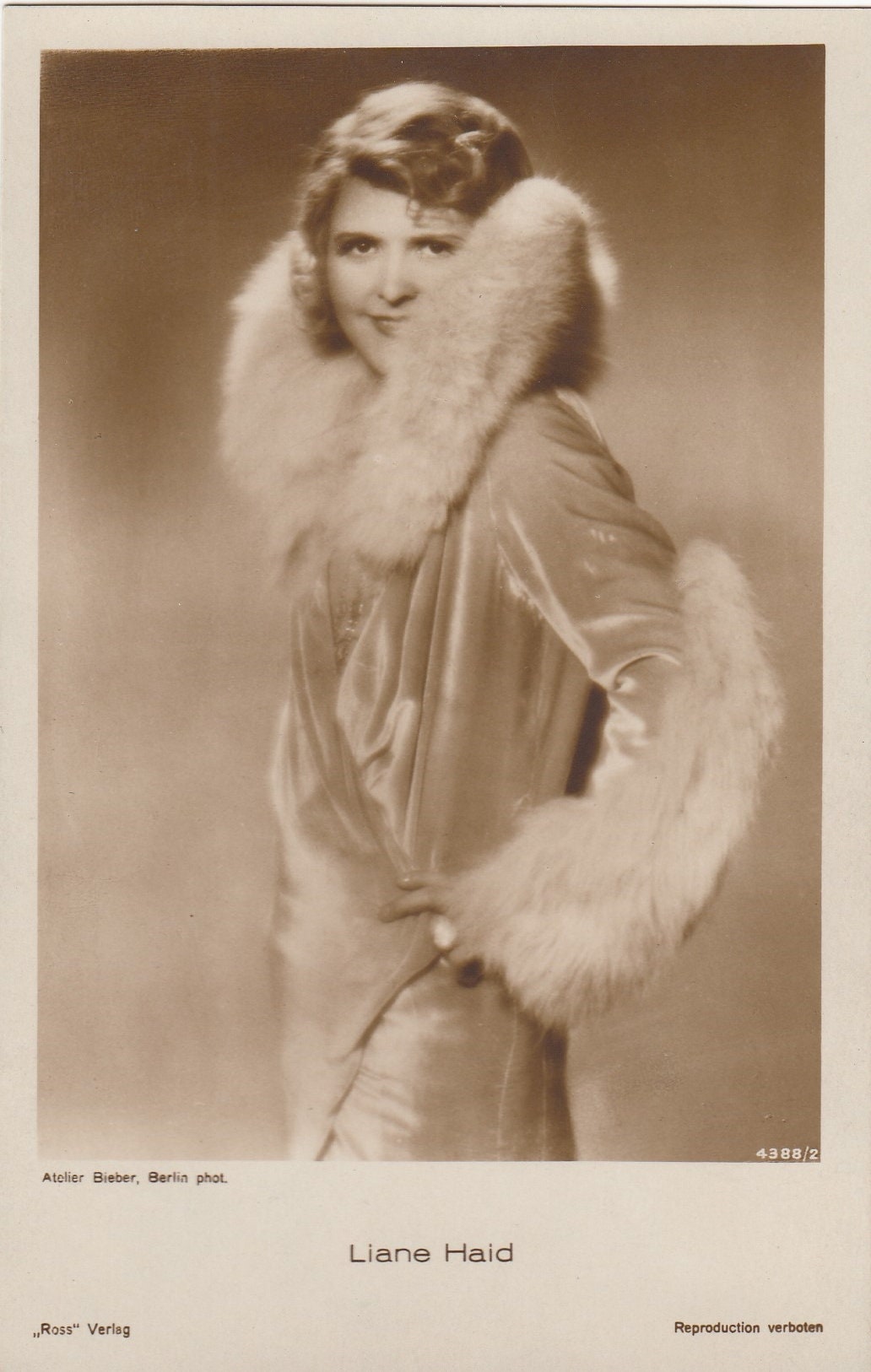 Image of 1930S Period Postcard Black & White Photograph Of Austrian Film Actress Liane Haid