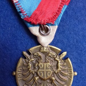 WW1 1914-18 Serbian War Merit Medal. A Scarce Award In Nice Original Condition and On Correct Trifold Ribbon image 2