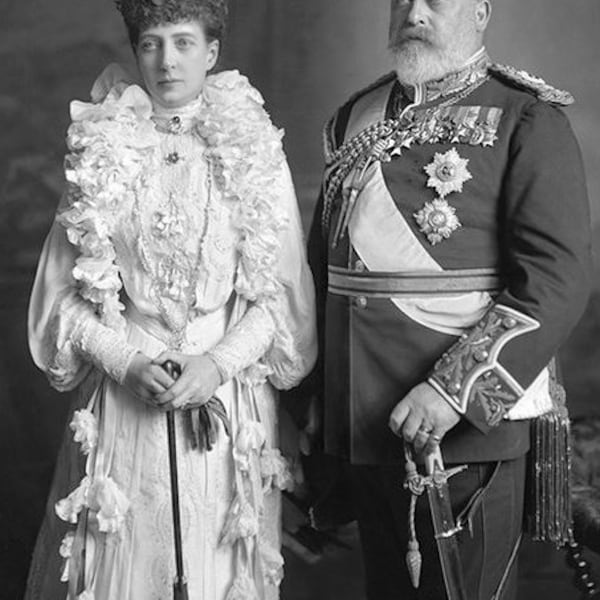 Reproduced British Royalty Photograph Circa 1902. King Edward VII & Queen Alexandra. Postcard Size.