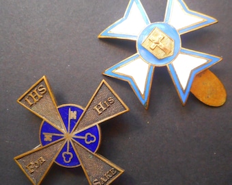 Two Interesting Vintage British Religious Pin Badges. Free Shipping.