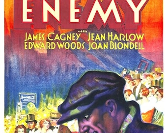 Post Card Size Photo Print Replica Movie Poster -  Starring James Cagney & Jean Harlow, in the 1931 Film "The Public Enemy".