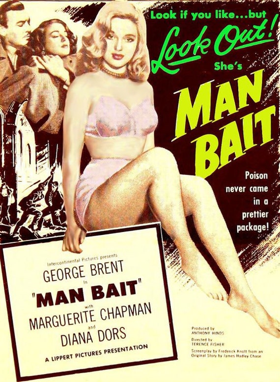 Postcard Size Photo Of 1952 Film Poster - The Last Page. (Man Bait).  Featuring Diana Dors & George Brent