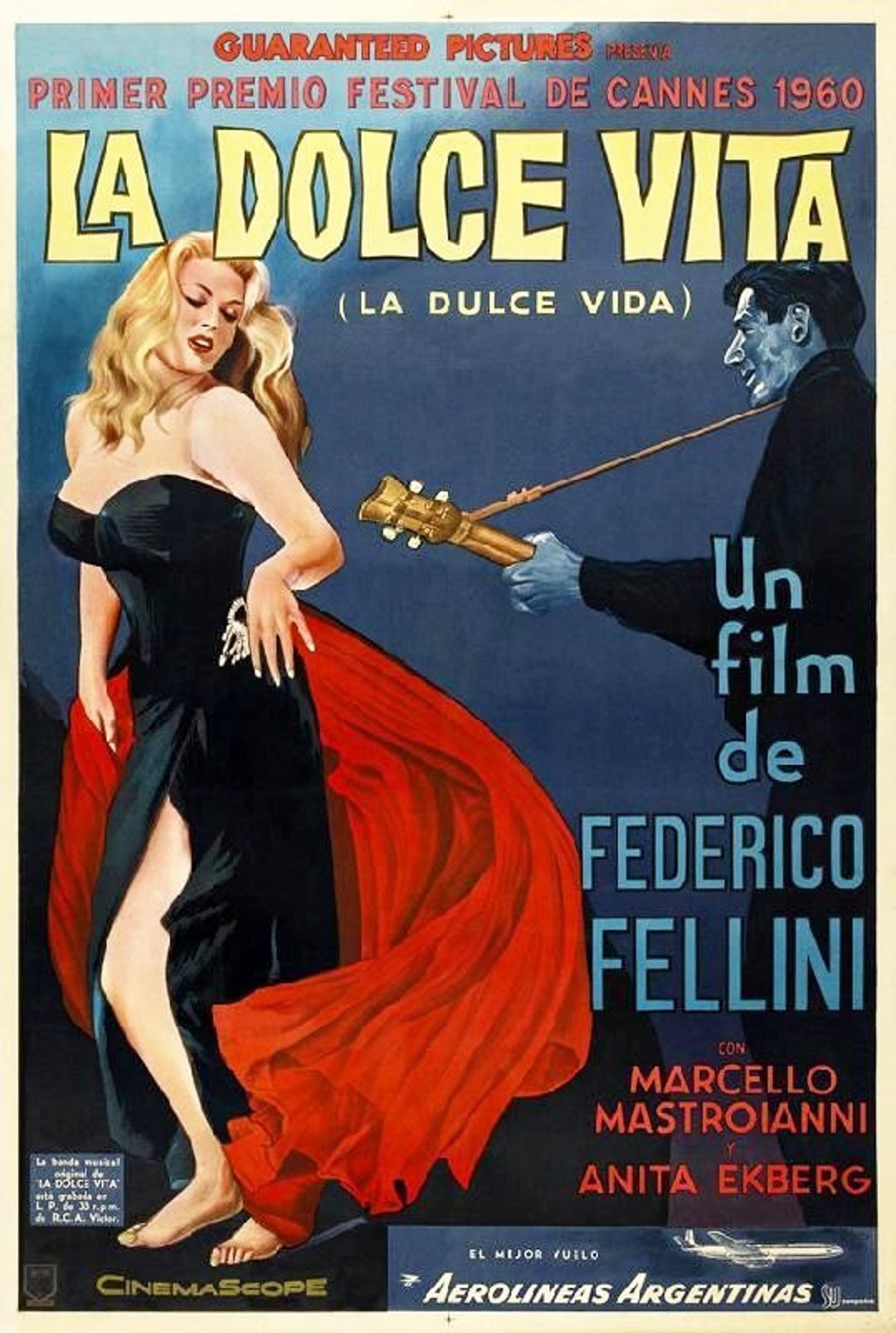 Copy of 1960 Film Poster la Dolce Vita. Starring Anita Ekberg & Marcelo