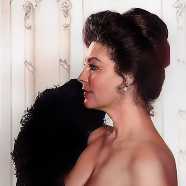 Postcard Size Publicity Photograph of  Gorgeous American Film Beauty Ava Gardner.