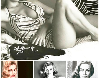 Reproduced Collage of Photographic Portraits Featuring Beautiful Film Star,  Anita Ekberg. (A4 Size)