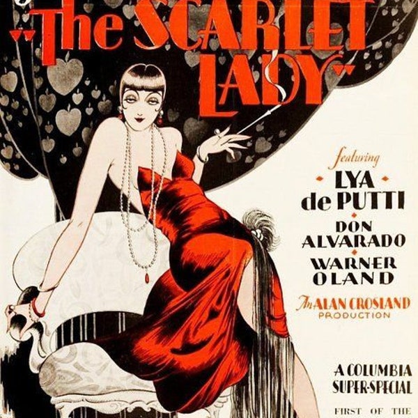 Reproduced A4 Size Cinema Poster Of The 1928 Silent Film, "The Scarlet Lady". Starring Lya de Putti & Don Alvarado