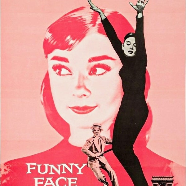 Copie de l'affiche du film "Funny Face" de 1957. Avec Audrey Hepburn et Fred Astaire. Une affiche format A4