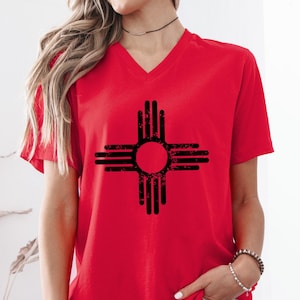 New Mexico Shirt - New Mexico Top - New Mexico - Zia Shirt - Vneck