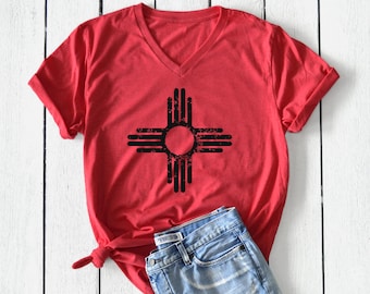 New Mexico Shirt - New Mexico Top - New Mexico - Zia Shirt - Vneck