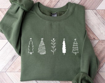 Weihnachtsbaum-Sweatshirt | Weihnachten Sweatshirt - Weihnachtshemd - Feiertagshemd - Frauen-Weihnachtshemd - Weihnachtshemden