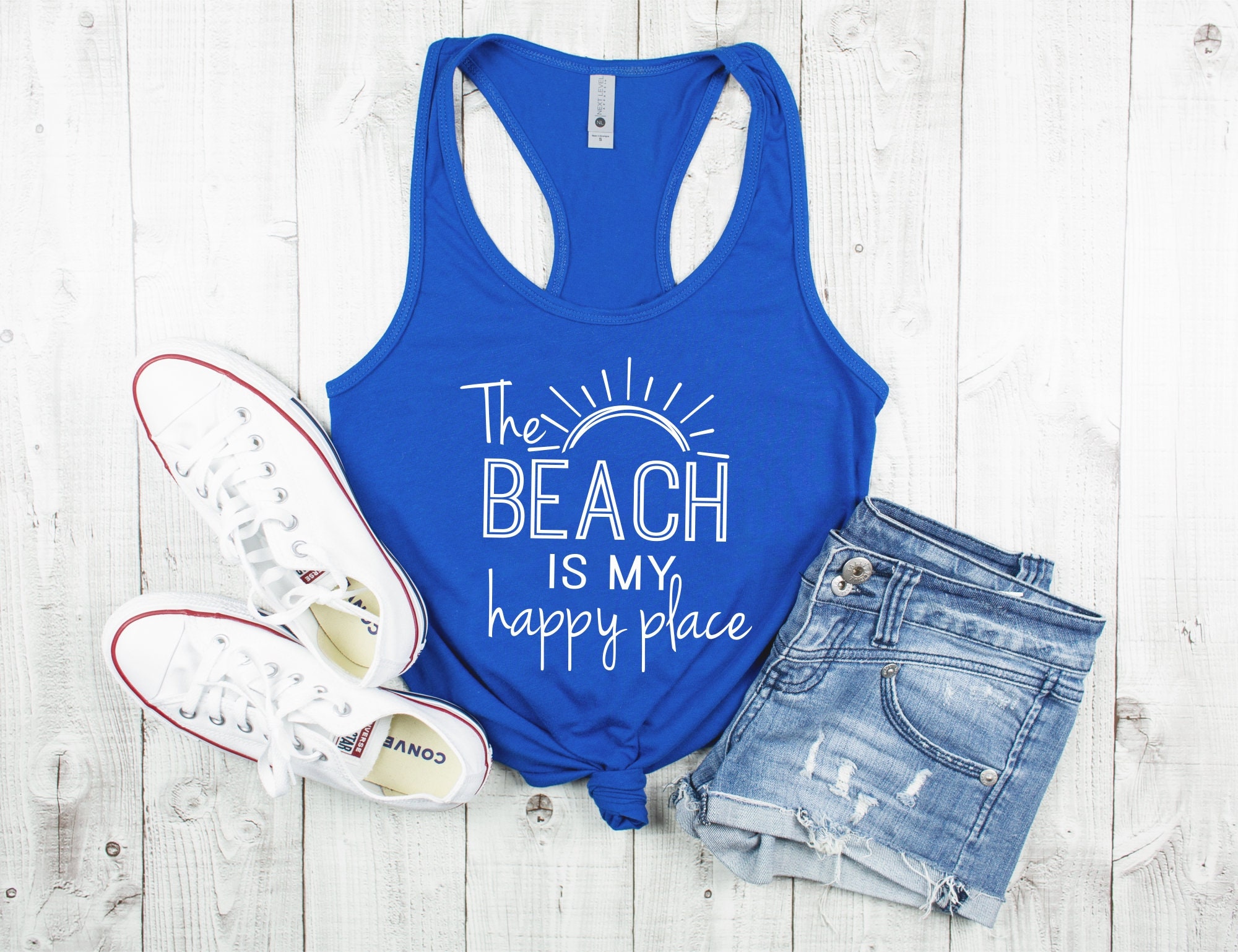 The Beach Is My Happy Place Beach Tank Top Beach Shirt | Etsy
