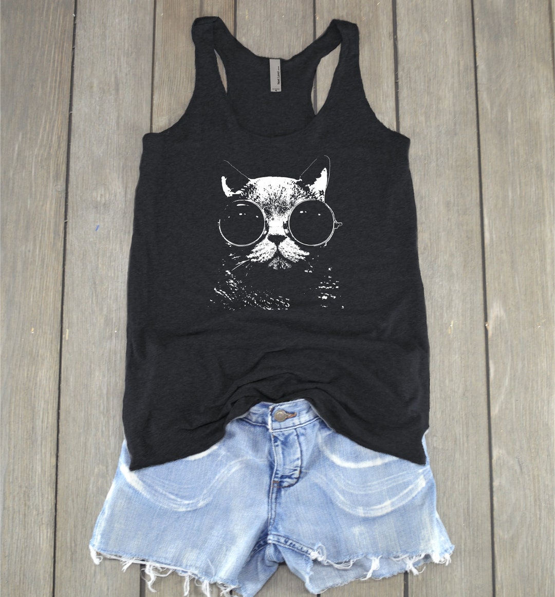 Cat Tank Top Cat Shirt Cat Funny Cat Shirt Racerback Tank Top Etsy