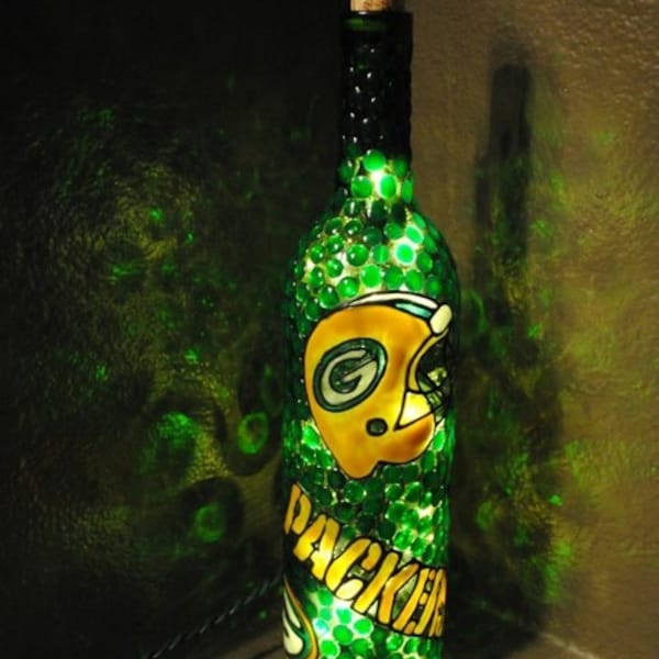 Green Bay Packers Lighted Wine Bottle