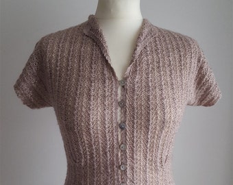 Knitting Pattern for - Fine lace blouse, a pretty knitted blouse in a lace stitch with tie-belt