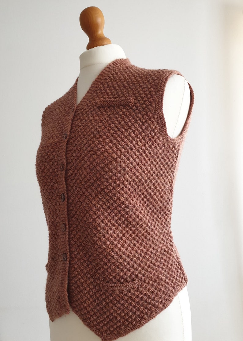 Knitting pattern for Danbury, a smart, classic-style waistcoat with textured front, and plain back knitted in a gorgeous wool DK yarn image 6