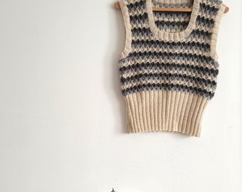 Knitting pattern for - Joceline, a retro-style textured 4ply knitted tank top.