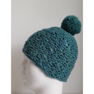 Knitting Pattern PDF for - Amelie, lacey hat and scarf with pompoms