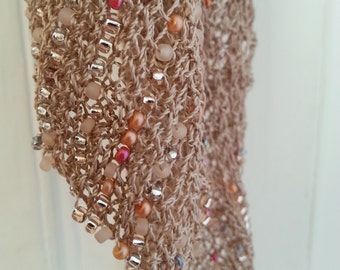 Knitting Pattern PDF for -  Daisy Beaded Scarf is a glamorous beaded and lace scarf that can be knitted in any fine yarn.