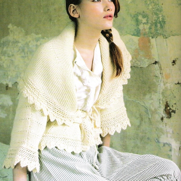 Knitting Pattern for - Bedjacket, a cosy and elegant knitted jacket with a large shawl collar - that can be worn in bed or out!