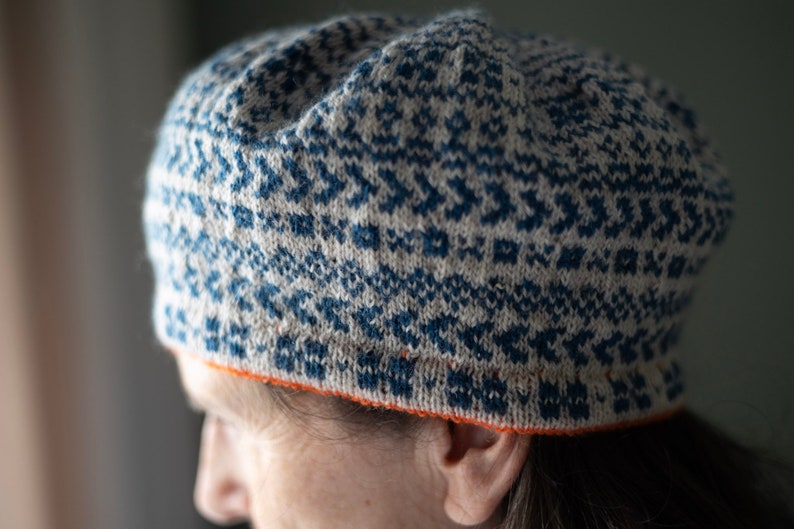 The Bermondsey Beret, a two-color fair isle beret