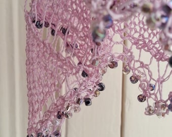 Knitting pattern for lace beaded scarf and bag
