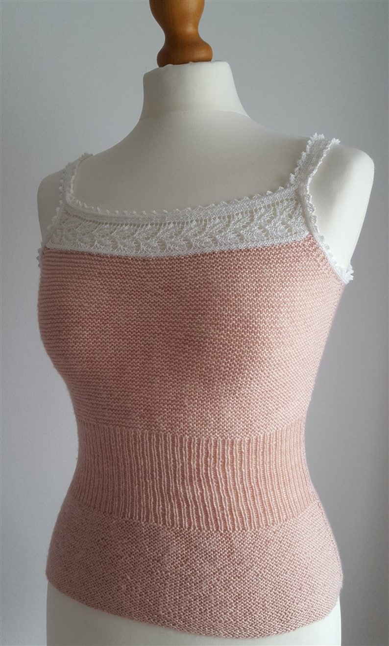Knitting Pattern for Laceedged Camisole a Simple Wool Etsy