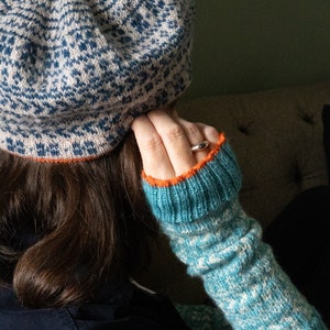Knitting Pattern PDF for -Bermondsey Mitts - handknitted fair-isle patterned arm-warmers and hand-warmers