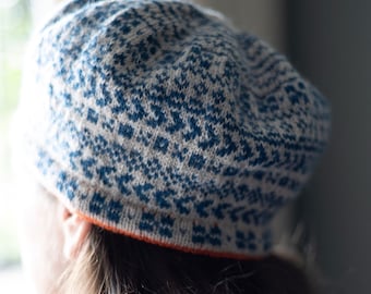 Knitting Pattern PDF for -Bermondsey Beret handknitted fair-isle patterned hat