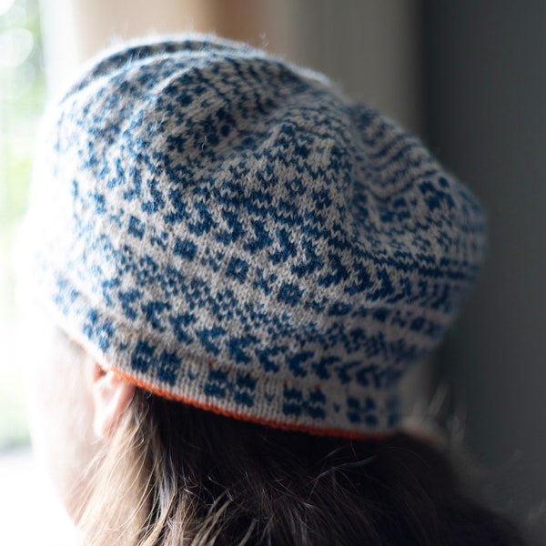 Knitting Pattern PDF for -Bermondsey Beret handknitted fair-isle patterned hat