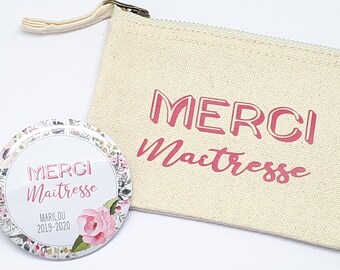 Miroir et Pochette assortie Merci Maîtresse Bohème