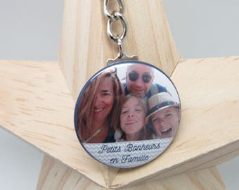 37mm key ring Customizable Family photo Chevrons