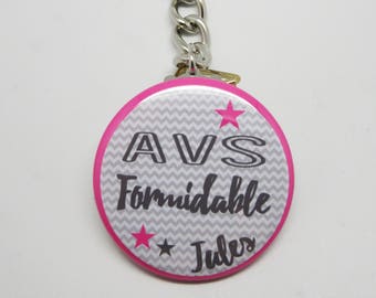 37mm AVS Formidable Fuchsia Herringbone key ring, customizable