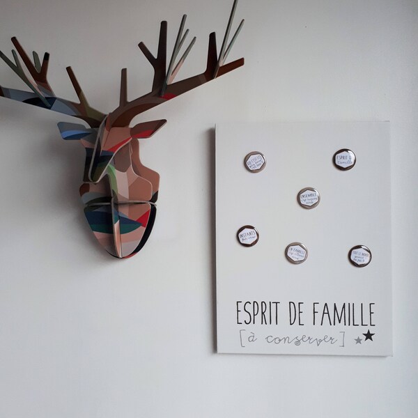 Pêle-Mêle magnétique 30x40 Beige et Marron - ESPRIT DE FAMILLE à conserver