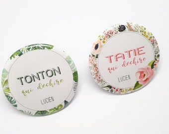 Magnets Tonton qui déchire Tatie qui déchire  Bohème et Jungle - Lot de 2 magnets personnalisables 56 mm