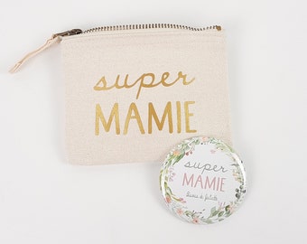 Pochette + Miroir de poche Super Mamie Couronne