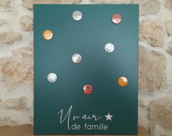 Pêle-mêle magnétique 40x50 Un Air de Famille Vert Emeraude et Blanc