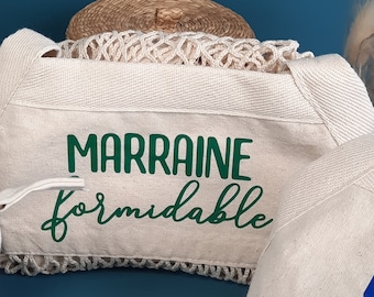 Sac Filet de courses Personnalisé Marraine Formidable Vert Néon