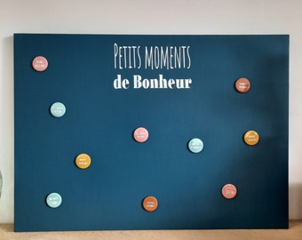 Pêle-Mêle magnétique 70x50 Bleu Canard et Blanc - Petits Moments de Bonheur