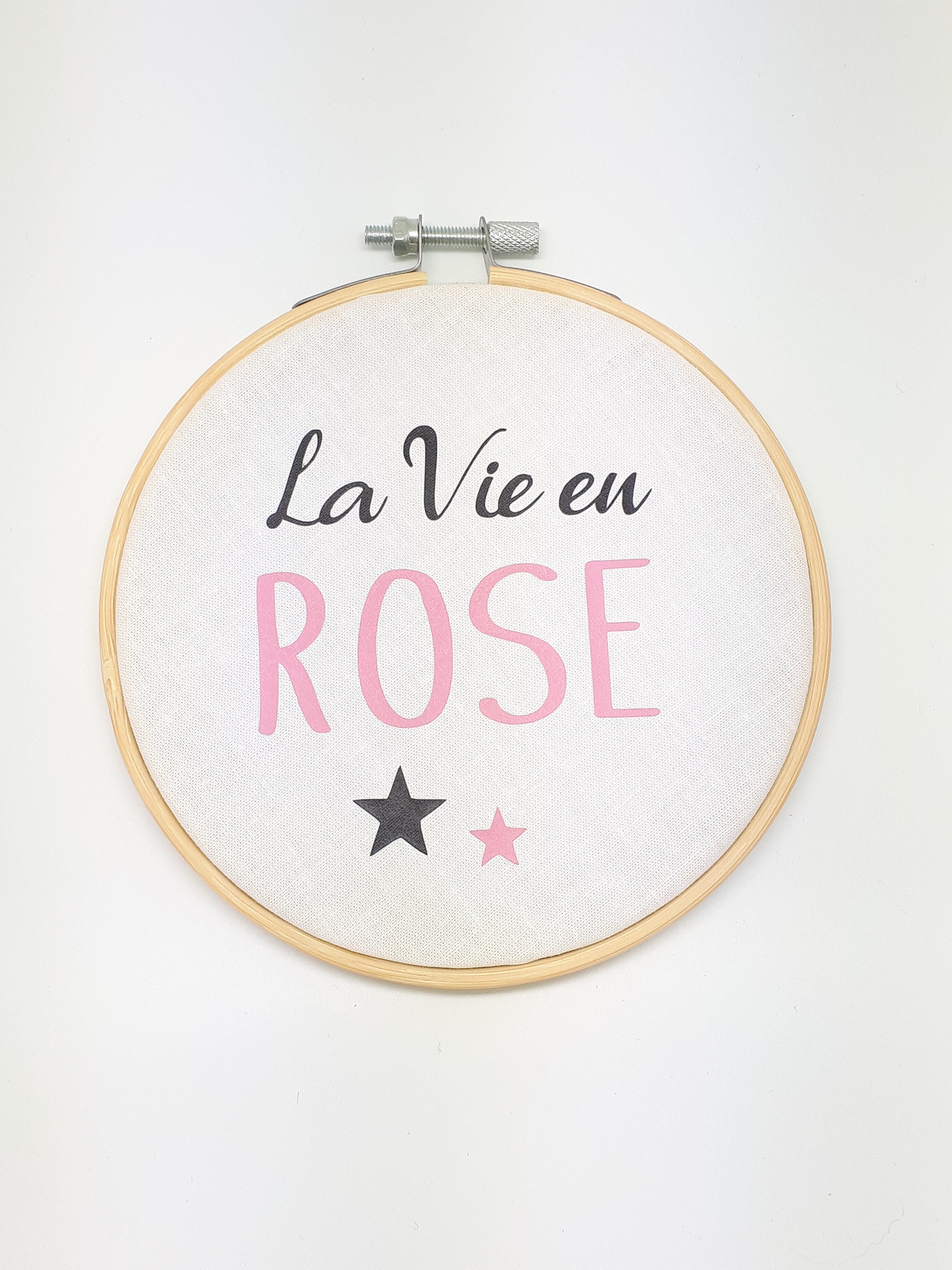 Cercle à Broder Personnalisé - Cadeau de Naissance 13cm La Vie en Rose