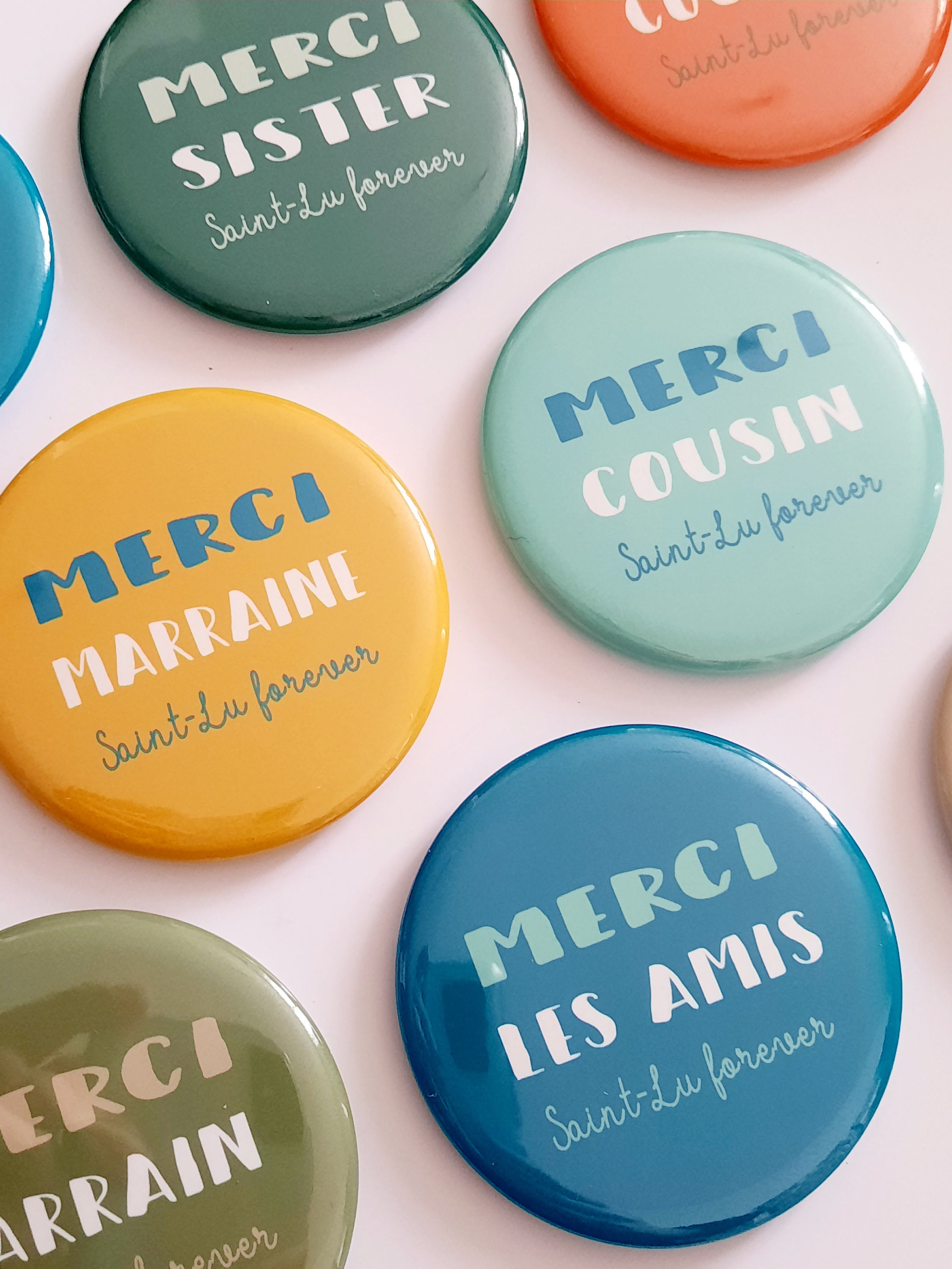 Magnets Merci à Personnaliser - Lot de 5 Magnets 56mm Personnalisables
